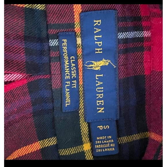 Polo Ralph Lauren Green Red Plaid Performance Flannel Classic Fit Men's S - Picture 3 of 6
